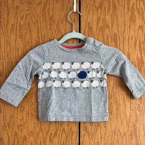 Baby Boden 3-6 month Gray Sheep Pattern Kids Shirt